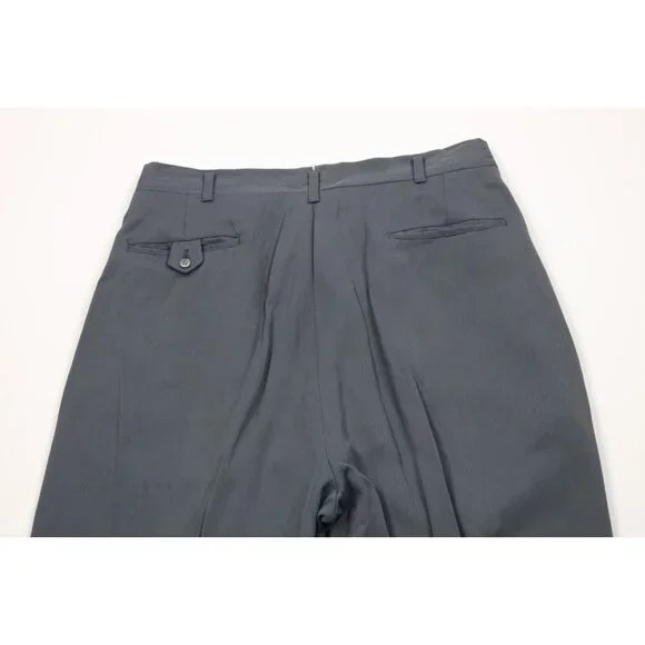 Vintage 50s Streetwear Mens 32x31 Rayon Gabardine Wide Leg Chino Pants Gray USA